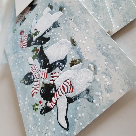 🎅🏼10 pcs Cartes de Noël avec pingouins 5.4"x7 75" pouces - Picture 3 of 9